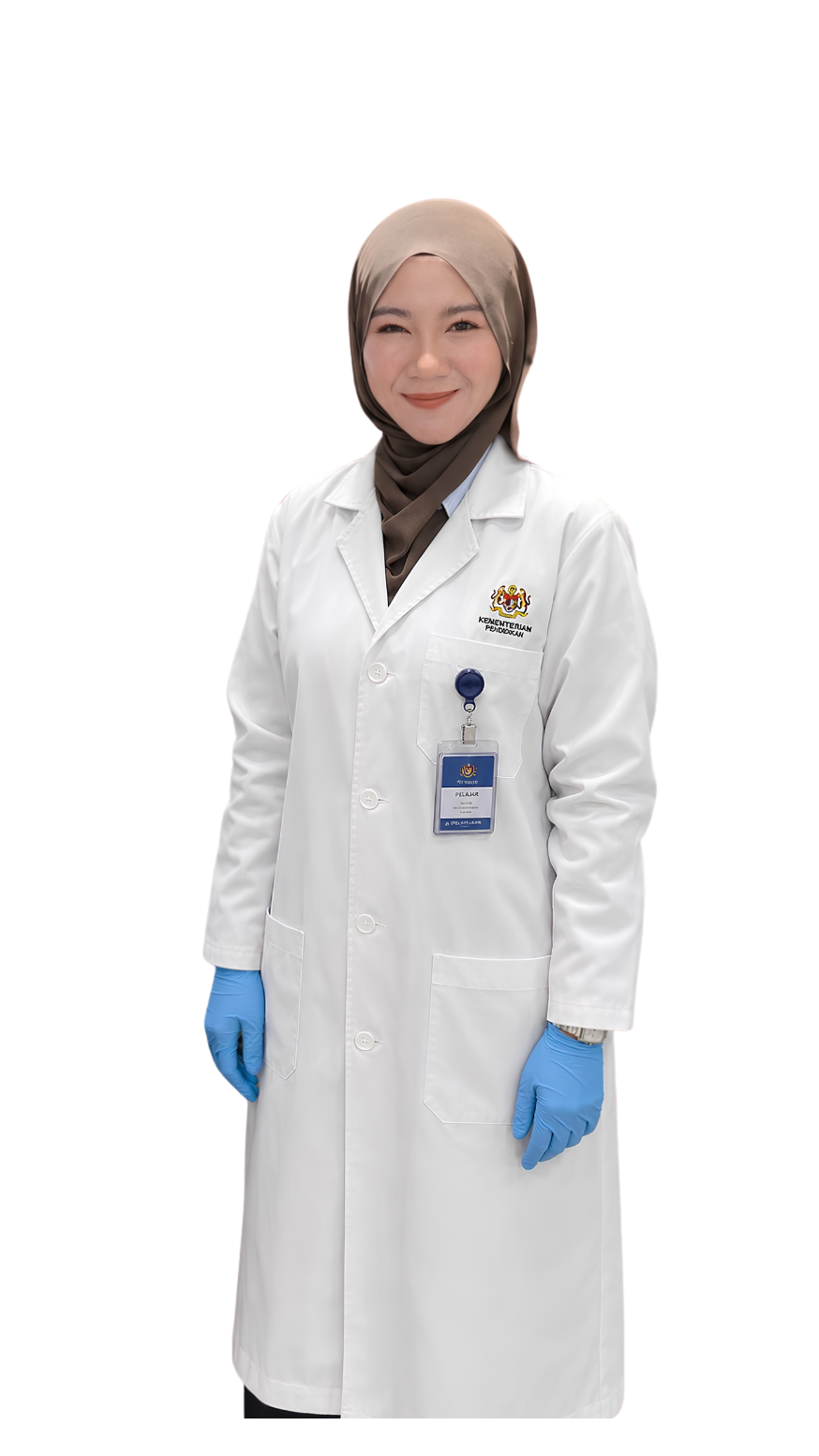 Student wearing lab coat